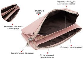 Шкіряний жіночий гаманець-клатч світло-рожевого кольору з блискавичною застібкою ST Leather (15332)