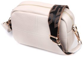 Біла жіноча сумка через плече із натуральної шкіри флотар Vintage 2422317