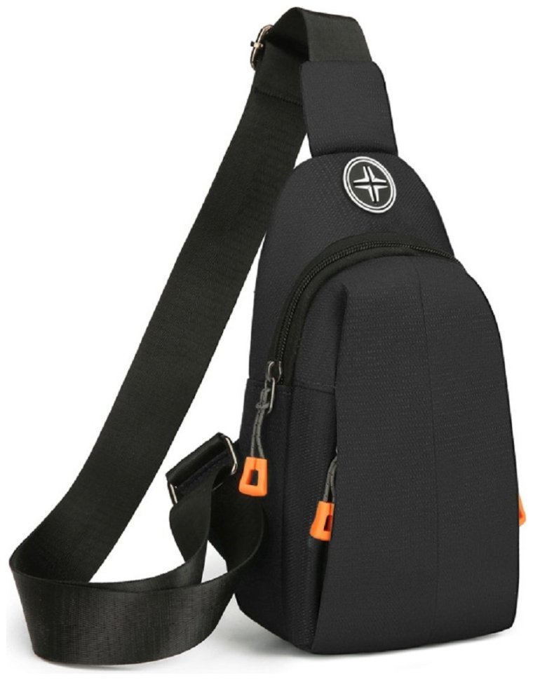 Чоловіча слінг сумка із міцного текстилю чорного кольору Confident 90754 modnotak фото №1