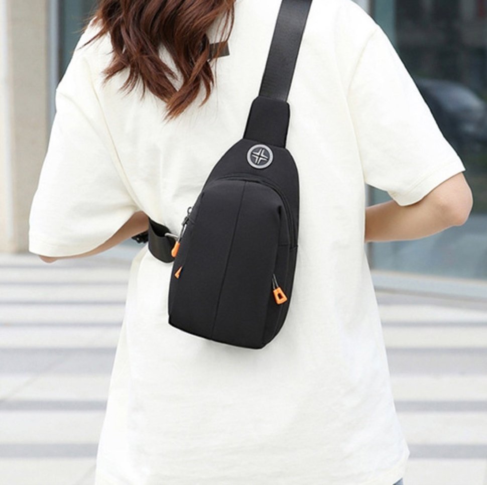 Чоловіча слінг сумка із міцного текстилю чорного кольору Confident 90754 modnotak фото №4