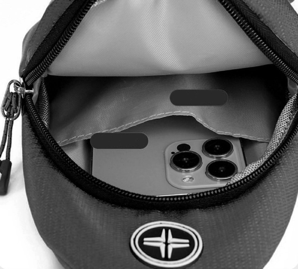 Чоловіча слінг сумка із міцного текстилю чорного кольору Confident 90754 modnotak фото №9