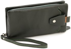 Кожаный женский кошелек с отделением для телефона ST Leather 90854 зеленого цвета