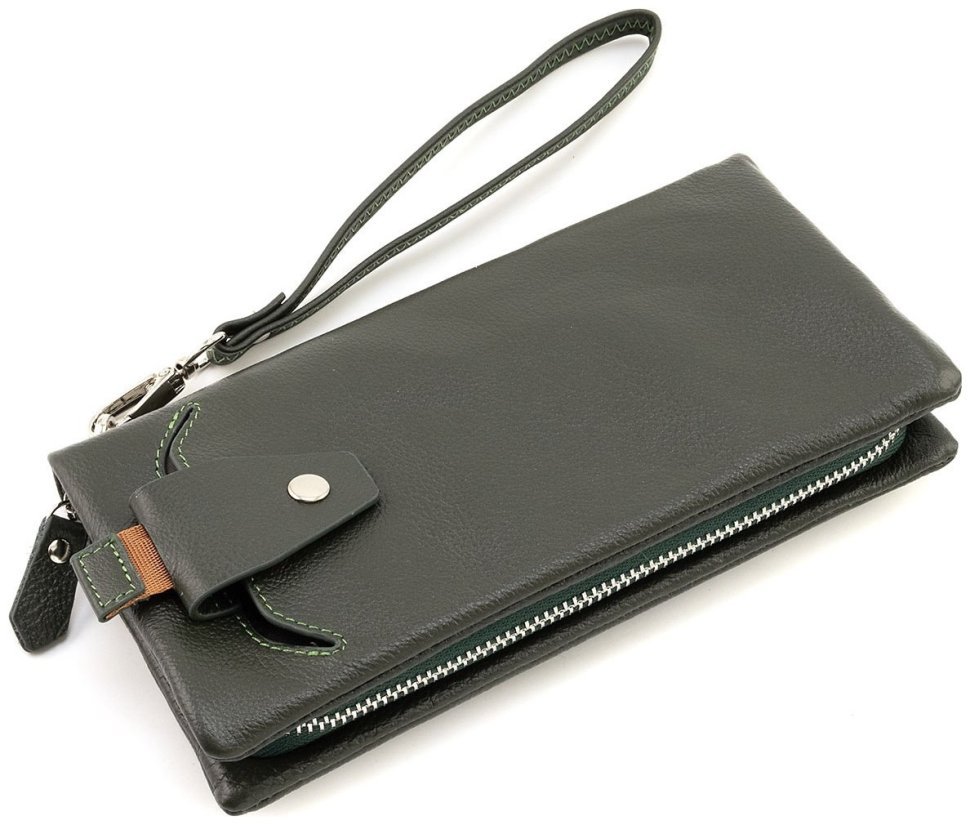 Шкіряний жіночий гаманець з відділенням для телефону ST Leather 90854 зеленого кольору modnotak фото №9