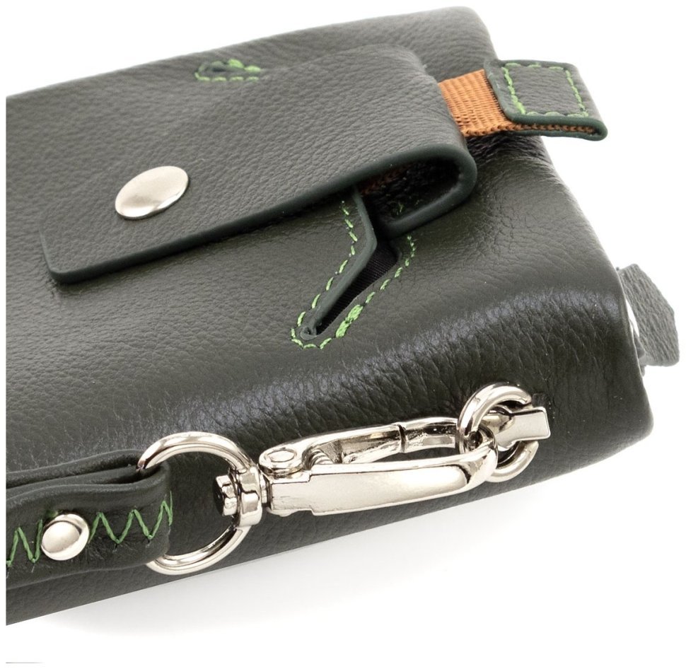 Шкіряний жіночий гаманець з відділенням для телефону ST Leather 90854 зеленого кольору modnotak фото №8