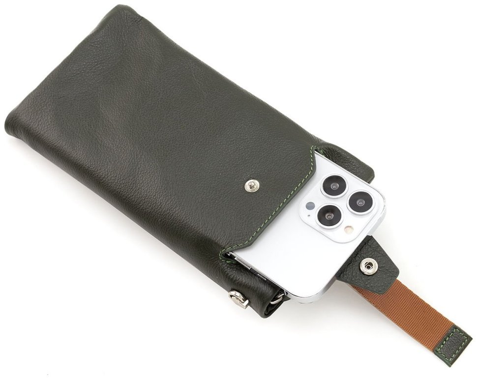 Шкіряний жіночий гаманець з відділенням для телефону ST Leather 90854 зеленого кольору modnotak фото №11