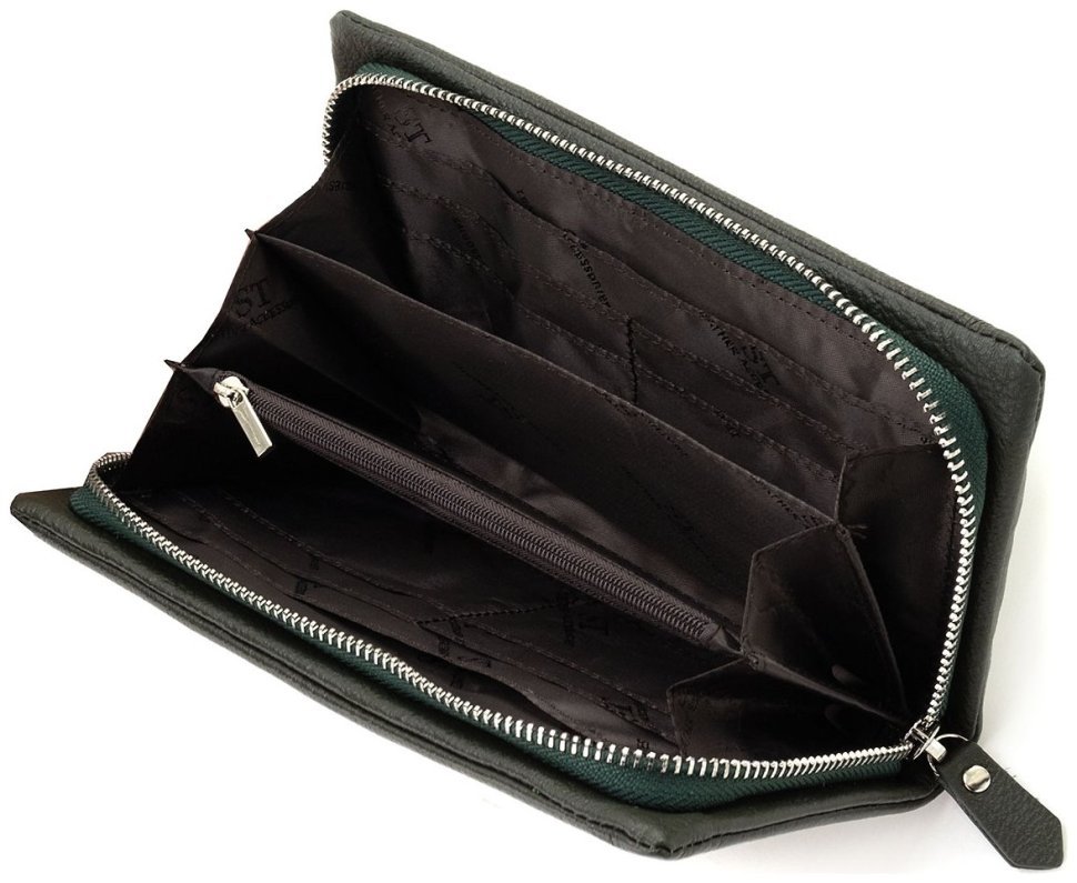 Шкіряний жіночий гаманець з відділенням для телефону ST Leather 90854 зеленого кольору modnotak фото №5