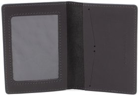 Черная винтажная обложка для военного билета из натуральной кожи ЗСУ-герб Grande Pelle (13117)