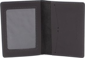 Чорна вінтажна обкладинка для військового квитка з натуральної шкіри ЗСУ-герб Grande Pelle (13117) - 2