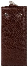Коричневая ключница из фактурной кожи на кнопках Desisan 81454