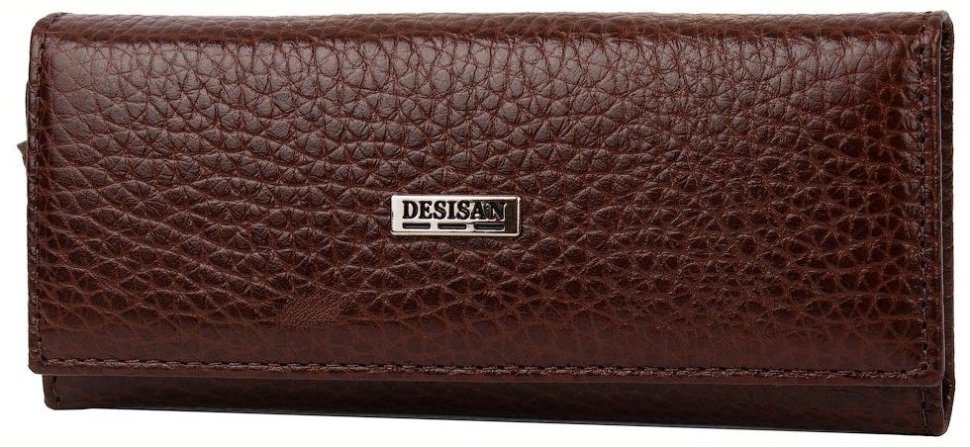 Коричневая ключница из фактурной кожи на кнопках Desisan 81454 modnotak фото №3