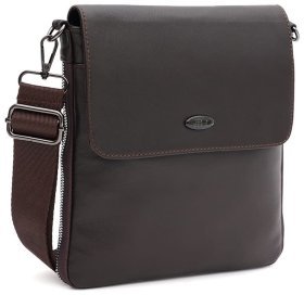Коричневая мужская сумка-планшет из натуральной кожи с откидным клапаном Ricco Grande 71554