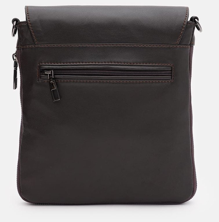 Коричневая мужская сумка-планшет из натуральной кожи с откидным клапаном Ricco Grande 71554