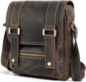 Чоловіча сумка месенджер з натуральної шкіри коричневого кольору VINTAGE STYLE (14572)