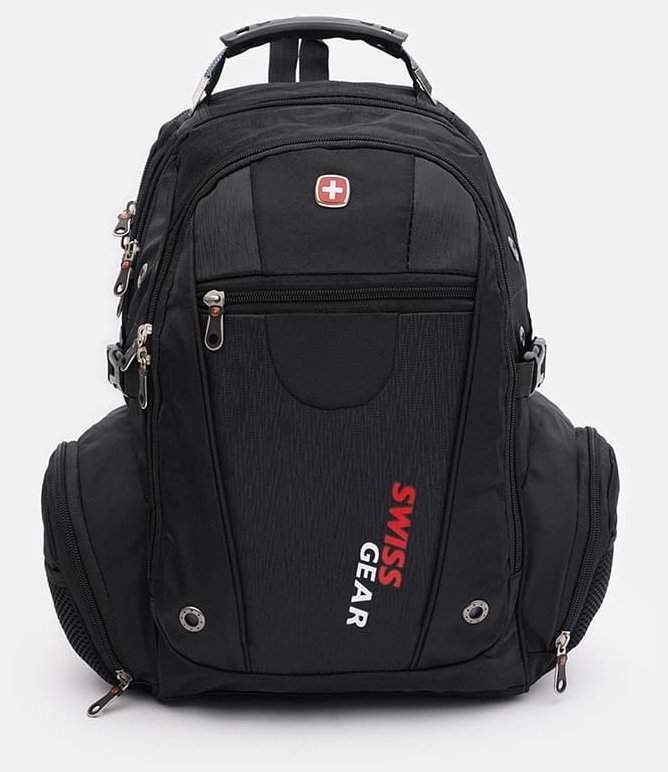 Просторий чоловічий рюкзак із текстилю чорного кольору на три відділи Monsen 71654