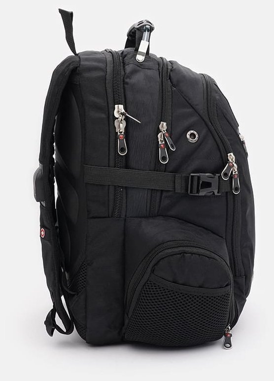 Просторий чоловічий рюкзак із текстилю чорного кольору на три відділи Monsen 71654