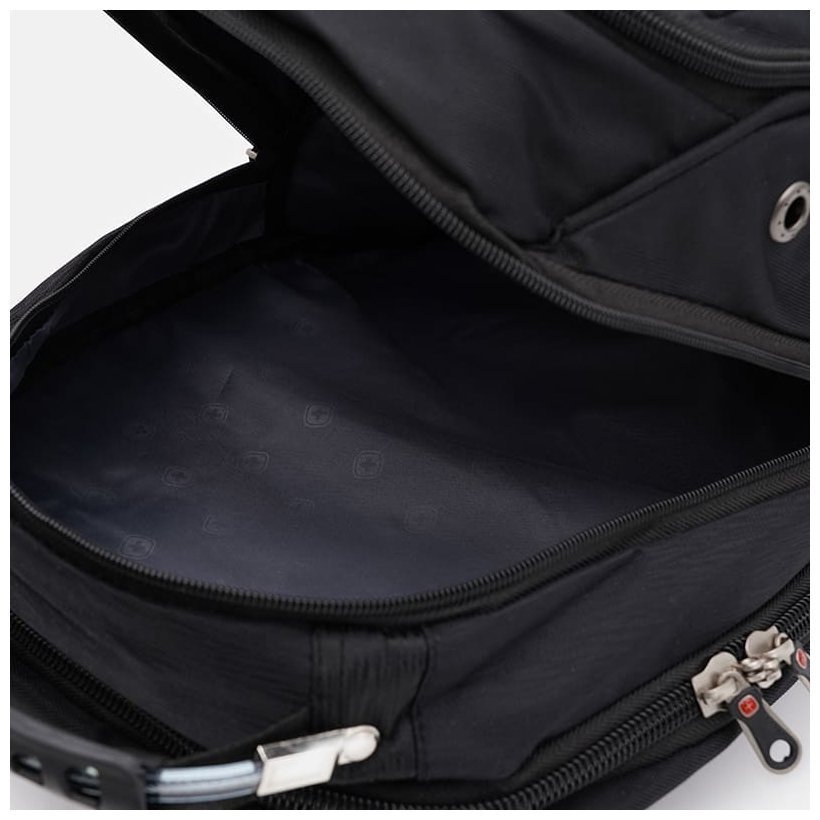 Просторный мужской рюкзак из текстиля черного цвета на три отдела Monsen 71654