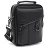 Стильная вертикальная мужская сумка-барсетка из натуральной черной кожи Ricco Grande 71854 - 1