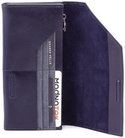 Синій гаманець з відділенням для монет Grande Pelle (Итальянская кожа) 11954