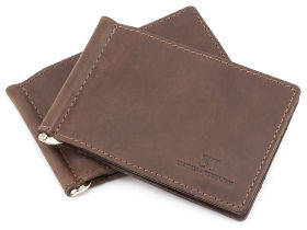 Темно-коричневый зажим для денег из натуральной кожи ST Leather (16860)