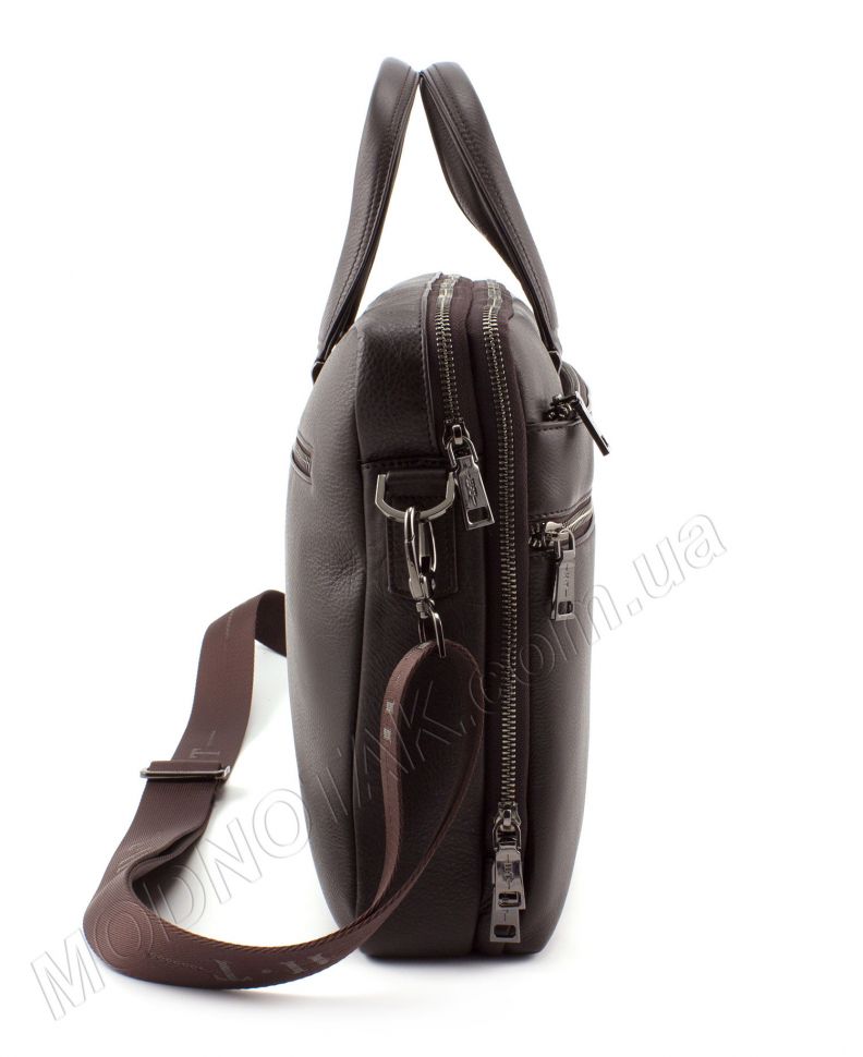Деловая кожаная сумка коричневого цвета с ручками H.T Leather (10168)