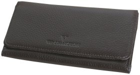 Повседневный женский кошелек из фактурной кожи на кнопке Vip Collection 102354 коричневого цвета