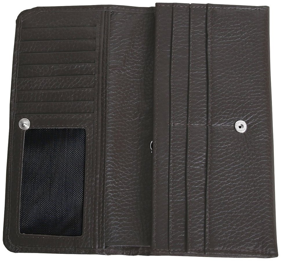 Повседневный женский кошелек из фактурной кожи на кнопке Vip Collection 102354 коричневого цвета modnotak фото №3