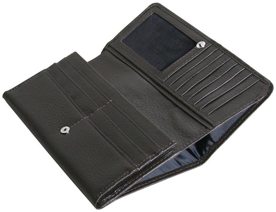 Повседневный женский кошелек из фактурной кожи на кнопке Vip Collection 102354 коричневого цвета modnotak фото №5