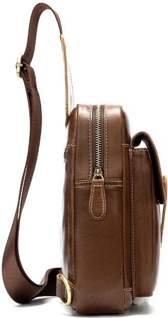 Елегантний чоловічий слінг - рюкзак з натуральної шкіри VINTAGE STYLE (14856)