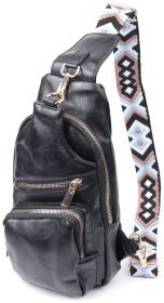 Женская практичная сумка через плечо из экокожи Vintage 22754 Черная