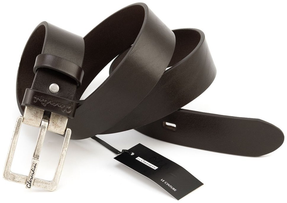 Високоякісний італійський шкіряний ремінь у темно-коричневому кольорі Gherardini 40807 modnotak фото №4