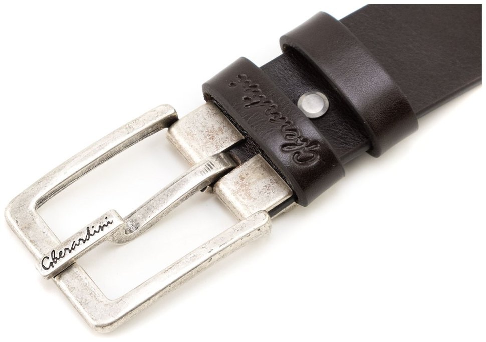 Високоякісний італійський шкіряний ремінь у темно-коричневому кольорі Gherardini 40807 modnotak фото №2