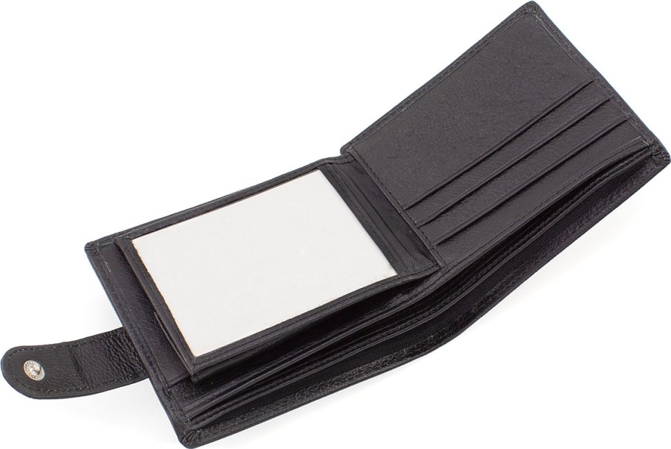 Мужское портмоне классического стиля из натуральной кожи черного цвета Leather Collection (21533)