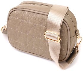 Компактна повсякденна жіноча сумка зі шкіри флотар Vintage 103154 бежевого кольору