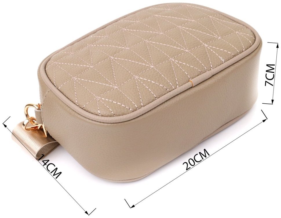 Компактна повсякденна жіноча сумка зі шкіри флотар Vintage 103154 бежевого кольору modnotak фото №3