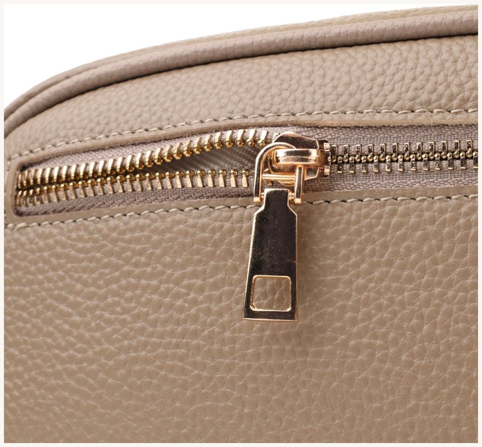 Компактна повсякденна жіноча сумка зі шкіри флотар Vintage 103154 бежевого кольору modnotak фото №5