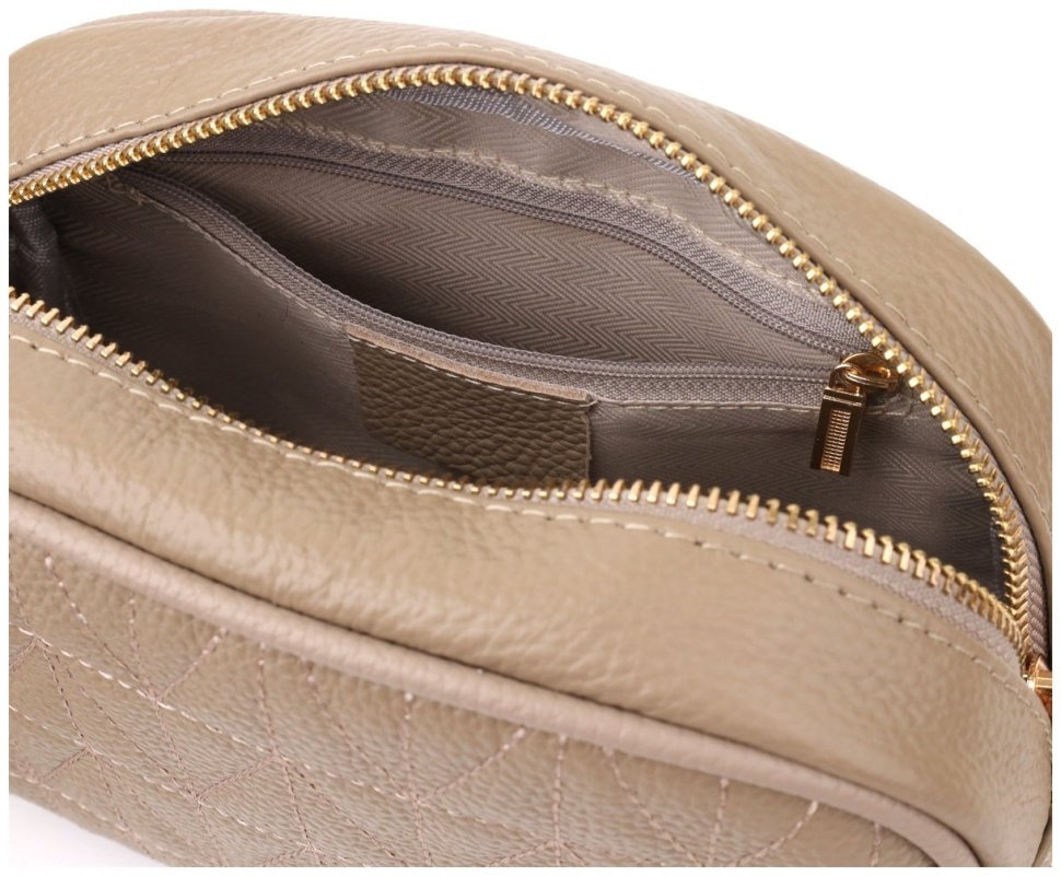 Компактна повсякденна жіноча сумка зі шкіри флотар Vintage 103154 бежевого кольору modnotak фото №7