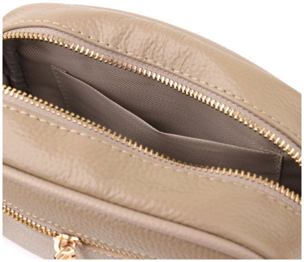 Компактна повсякденна жіноча сумка зі шкіри флотар Vintage 103154 бежевого кольору modnotak фото №8