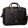 Темно-коричнева чоловіча сумка-портфель для документів з вінтажній шкіри Tiding Bag (15745) - 1