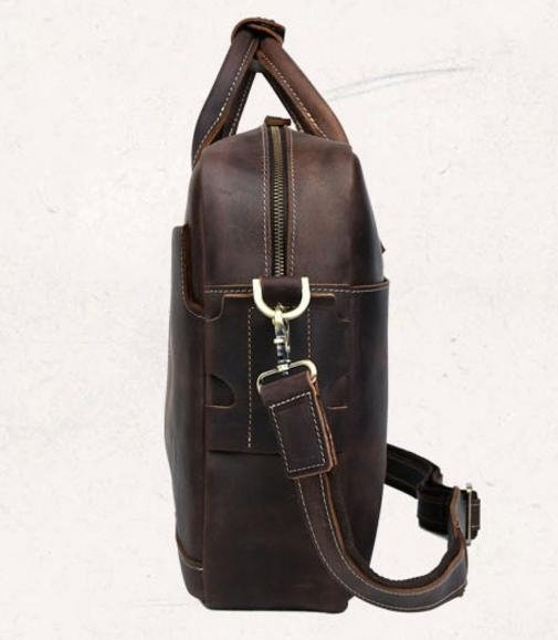 Темно-коричнева чоловіча сумка-портфель для документів з вінтажній шкіри Tiding Bag (15745)