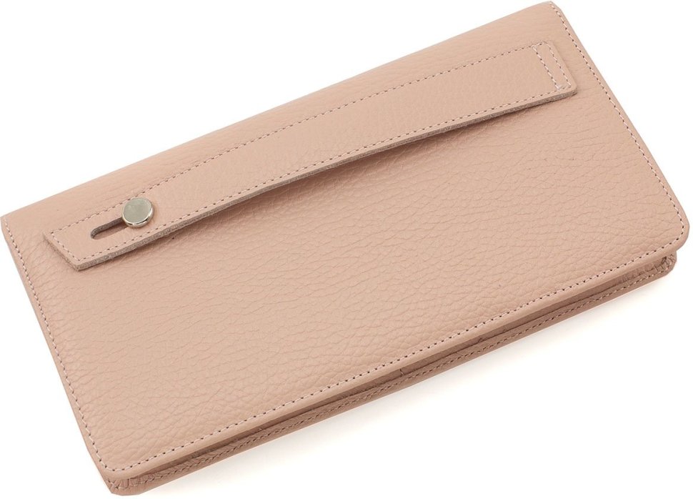 Довгий шкіряний жіночий гаманець рожевого кольору KARYA (19898)