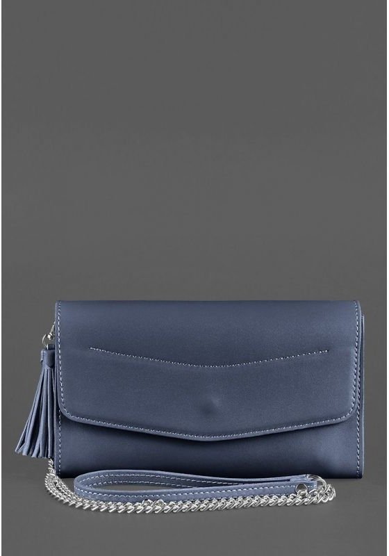 Шкіряна сумка темно-синього кольору з клапаном BlankNote Еліс (12733)
