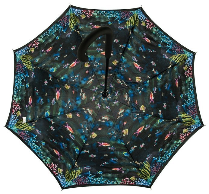 Зонт-трость женский Fulton Bloomsbury-2 L754 Under The Sea (тростевой, полуавтомат, черный с морским принтом) 93854 фото №3 Зонт-трость женский Fulton Bloomsbury-2 L754 Under The Sea (тростевой, полуавтомат, черный с морским принтом) 93854 modnotak фото №3
