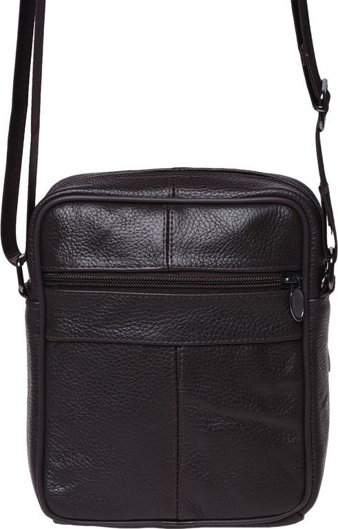 Темно-коричнева недорога чоловіча сумка через плече з натуральної шкіри Borsa Leather (21908)