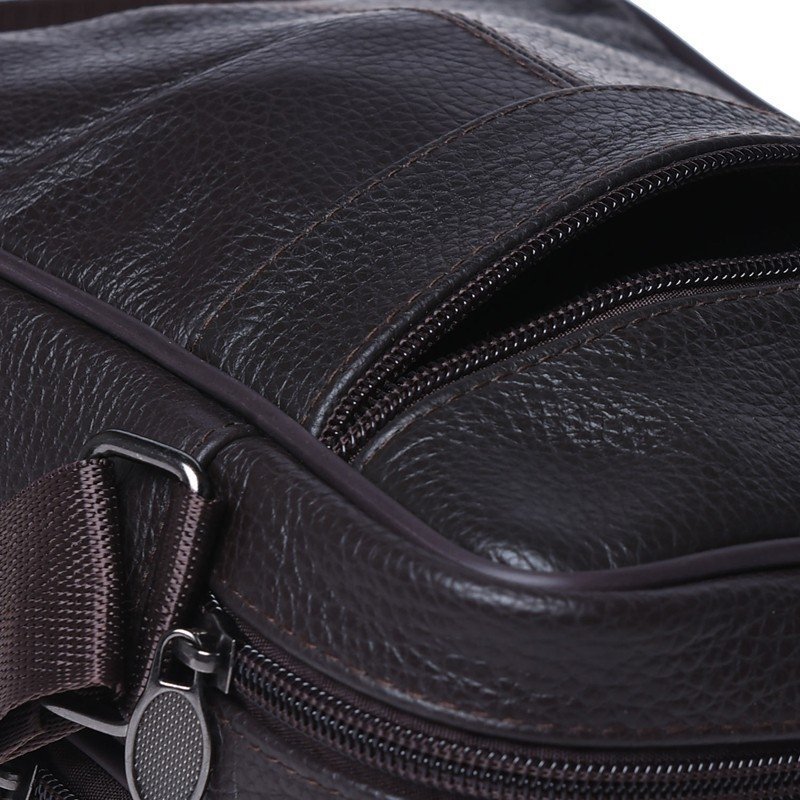 Темно-коричнева недорога чоловіча сумка через плече з натуральної шкіри Borsa Leather (21908)