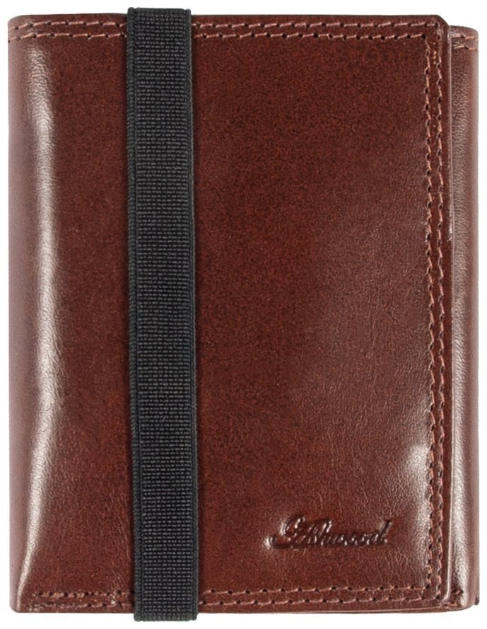 Мужское портмоне из натуральной гладкой кожи на резинке без монетницы Ashwood VT 94054 коричневого цвета modnotak фото №1