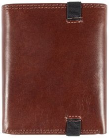 Мужское портмоне из натуральной гладкой кожи на резинке без монетницы Ashwood VT 94054 коричневого цвета