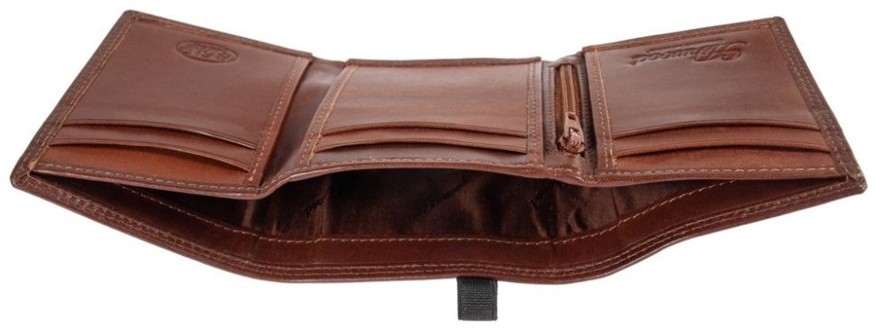 Мужское портмоне из натуральной гладкой кожи на резинке без монетницы Ashwood VT 94054 коричневого цвета modnotak фото №4