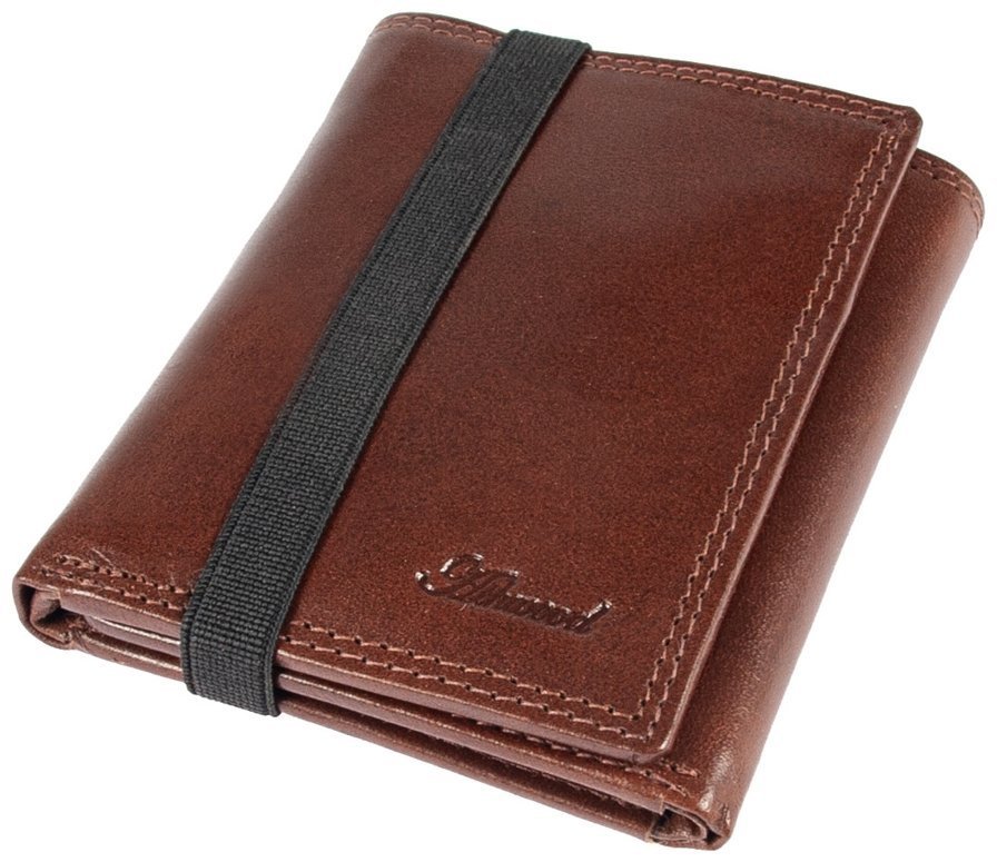 Мужское портмоне из натуральной гладкой кожи на резинке без монетницы Ashwood VT 94054 коричневого цвета modnotak фото №6