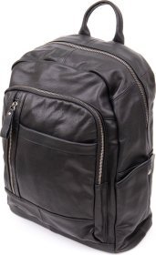 Черный городской рюкзак из гладкой кожи Vintage (20397)