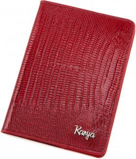 Яркая обложка для паспорта из лаковой кожи высокого качества KARYA (093-074)